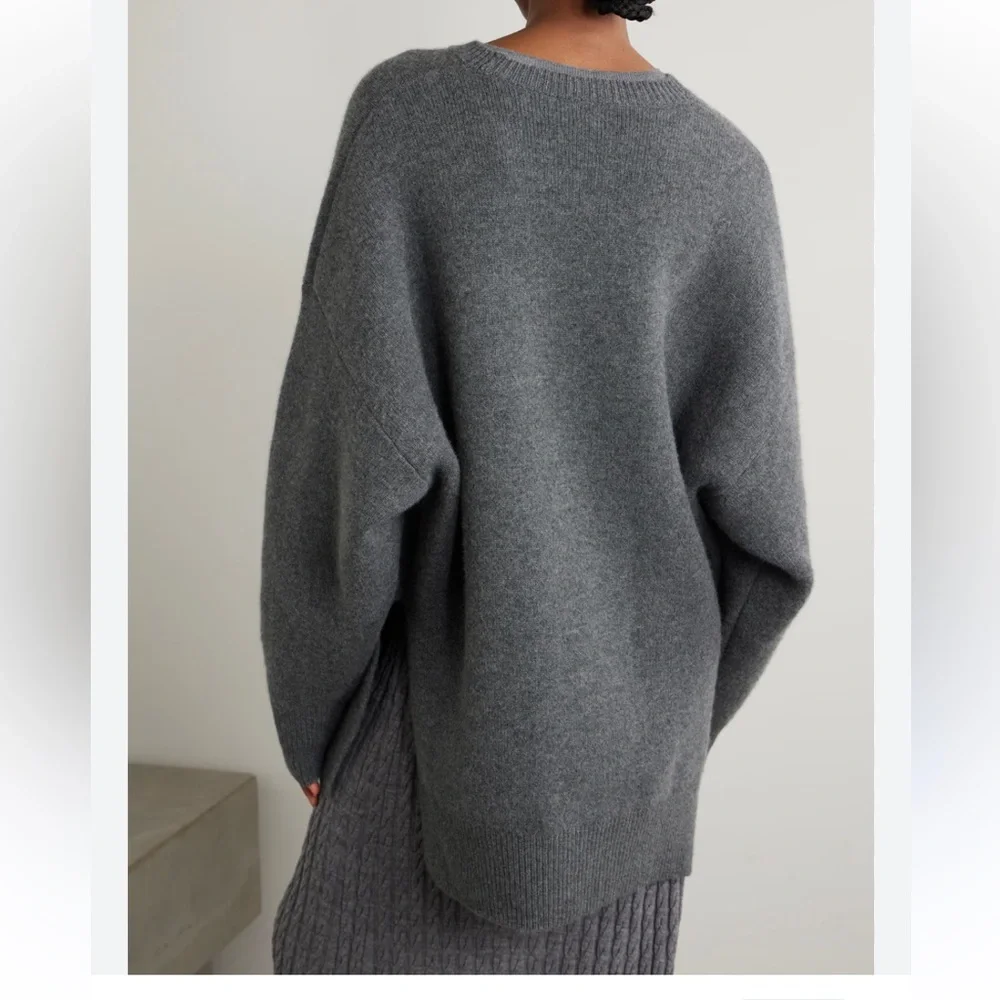 Toteme Gray Oversized Wool Blend Sweater - Picture 2 of 8
